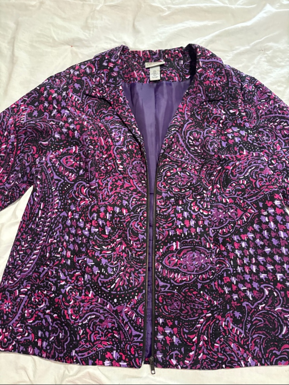 Catherines Purple & Pink Paisley Zip Jacket